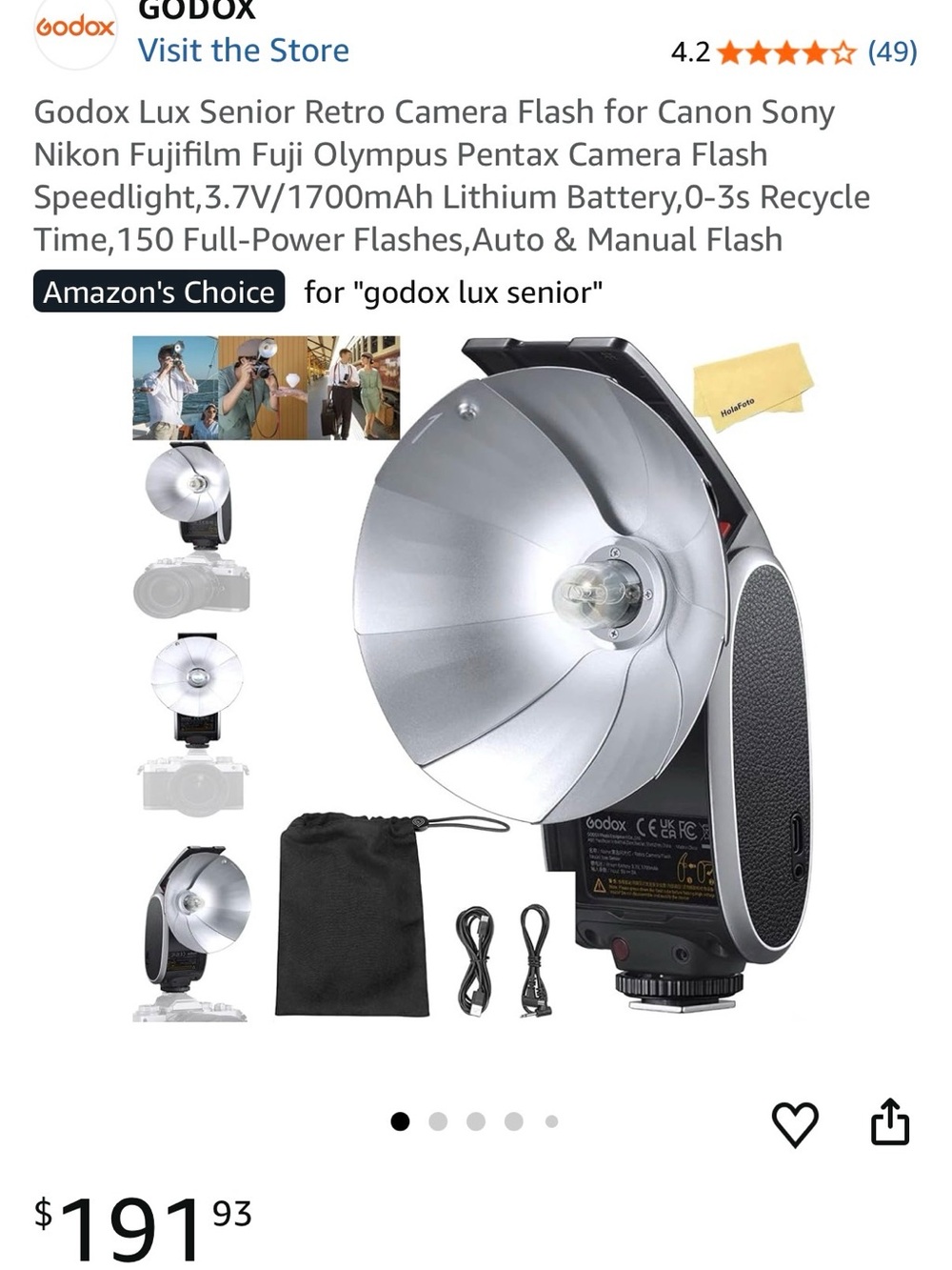 Godox Silver Retro Camera Flash Speedlight – Silver